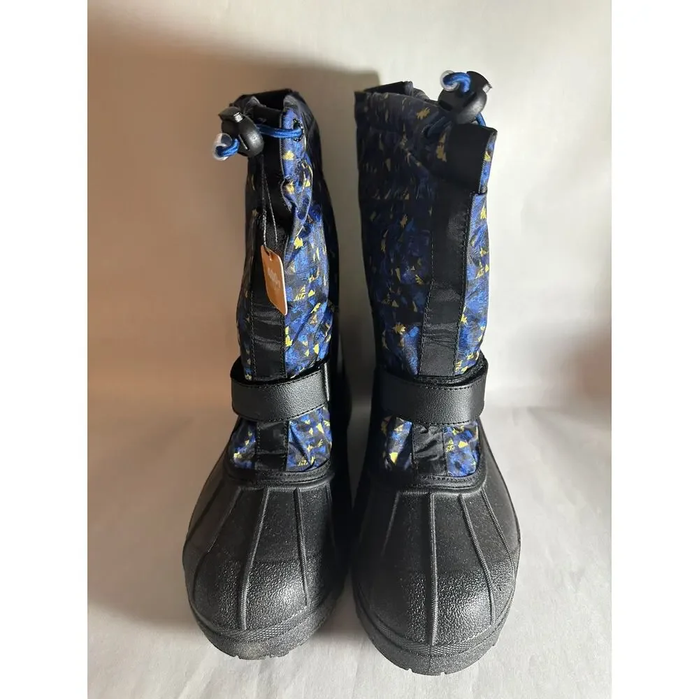 NIB Columbia Youth Unisex Powderbug Forty Print Snow Boot Black/Laser Lemon Sz 7